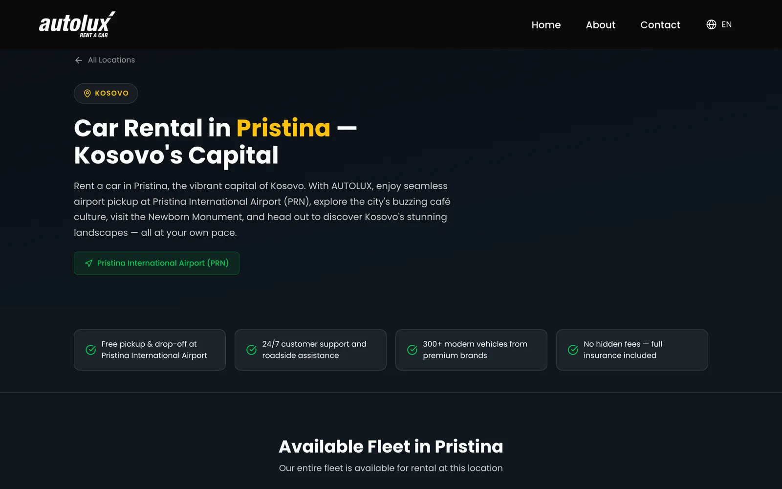The Autolux Prishtina location page